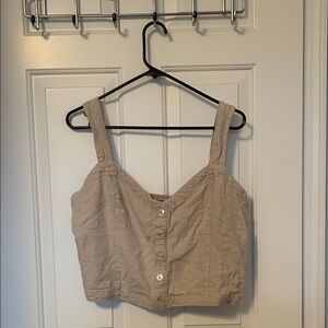 Abercrombie & Fitch Beige Button-Up Crop Top